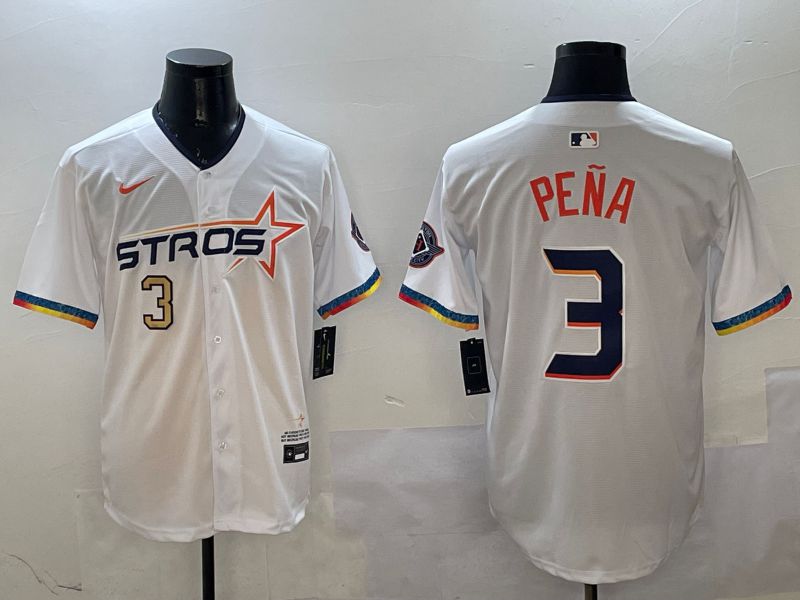 Men Houston Astros #3 Pena White Fourth generation Joint Name 2025 Nike MLB Jersey style 2->houston astros->MLB Jersey
